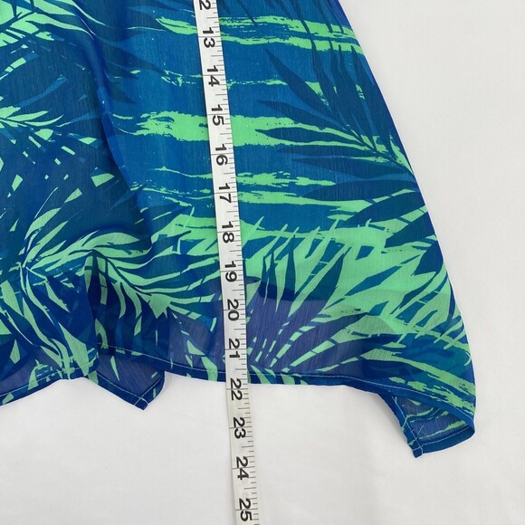 Design Lab Lord & Taylor Womens Blue Leaf Print Cropped Blouse Top Size XS - Picture 6 of 6